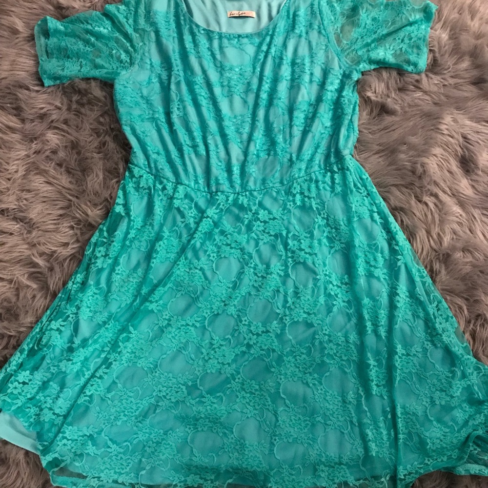 Turquoise lace dress